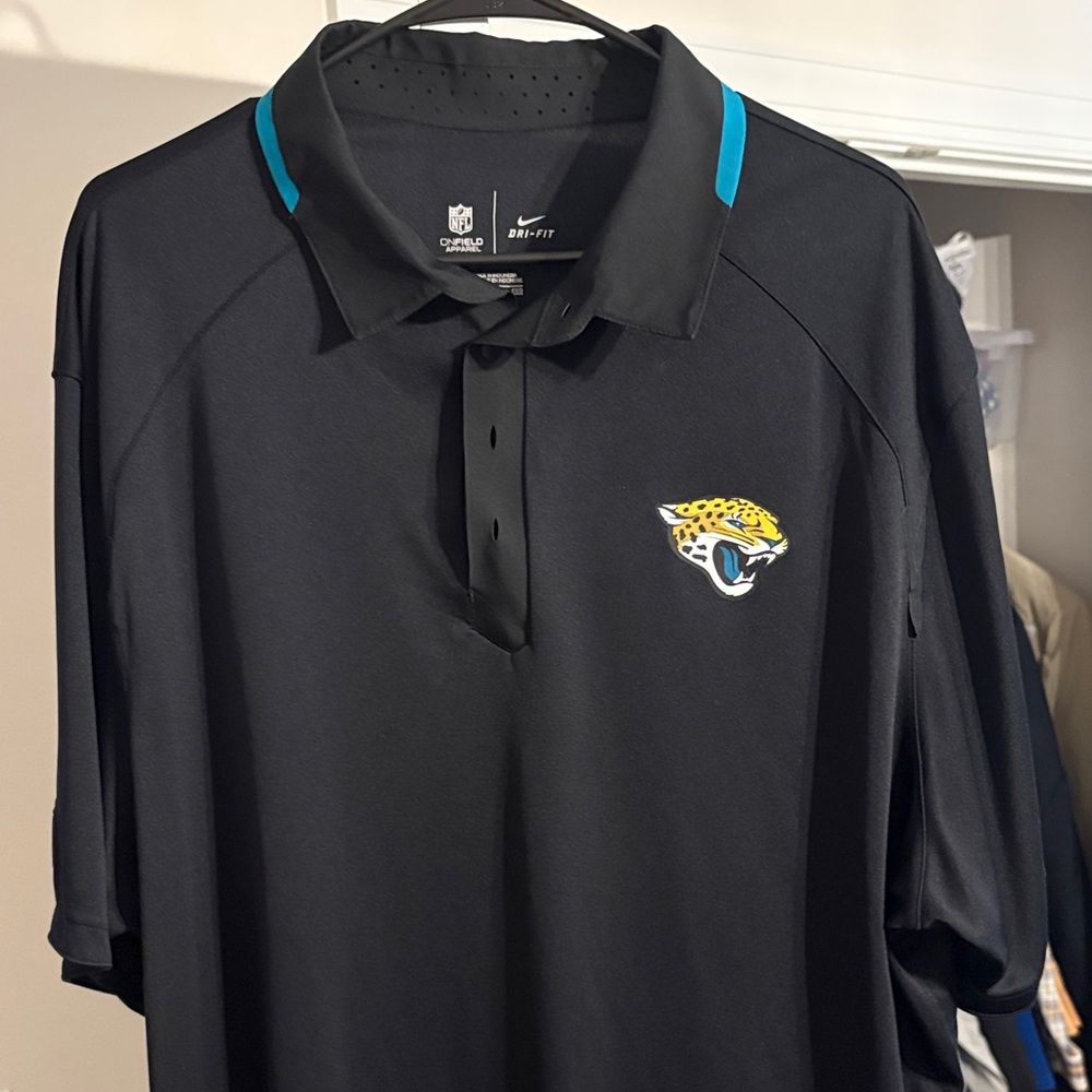 Nike Jacksonville Jaguars Men's Black Polo Shirt with Teal Accents